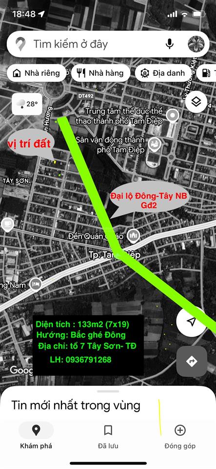 Lô đất tiềm năng tại tổ 7 tây sơn, tam điệp, ninh bình vị trí đắc địa đón sóng siêu dự