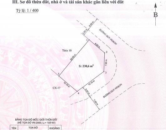 Bán lô góc 230,6m2  3 mặt tiền đường. giá rẻ chỉ 45 triệu/m2. tiềm năng x2 khi cđt mở bán gđ2