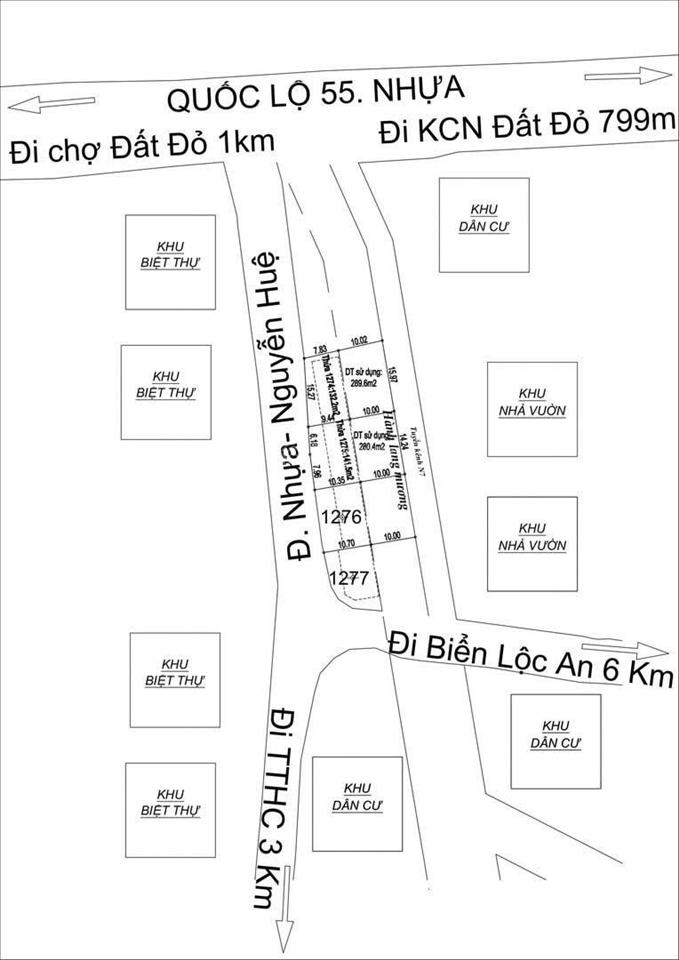 Bán 2 lô đất mặt tiền 14m đường nguyễn huệ xã đất đỏ tp hcm.khu dân cư ở kín,giao thông thuận lợi