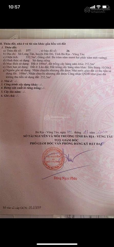 Bán đất mặt tiền đường nhựa kinh doanh buôn bán tỉnh lộ 52  long tân  xã đất đỏ  tp.hcm