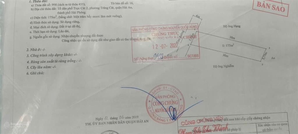 Lô đất siêu phẩm hiếm 175m2 còn lại ở cát vũ giá tốt mt 6m, cách noxh vin chỉ 500m, đường vào 8m