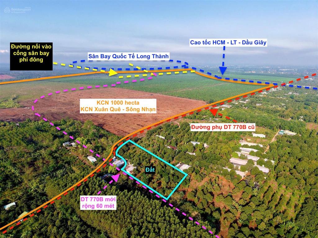 Bán đất 3792m2 mặt tiền đt 770b, ngay thị trấn dầu giây, kế bên là kcn sông quế, cách sblt 6km