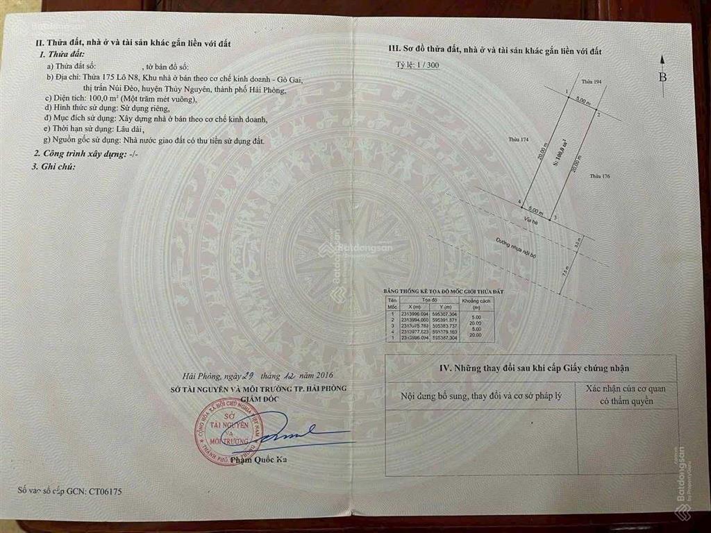 Cần chuyển nhượng lô đất gò gai vuông vắn tại kđt gò gai  núi đèo  thuỷ nguyên  hải phòng