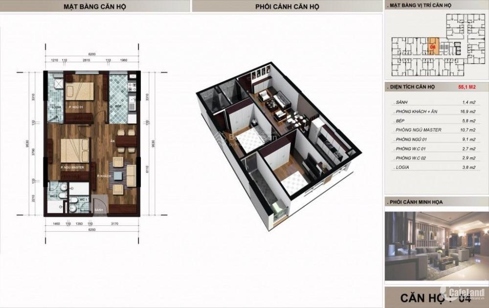 Giảm 200tr bán gấp căn hộ 57m, 2n2vs tại the vesta  phú lãm. đầy đủ tiện ích chỉ với 3.4x tỉ