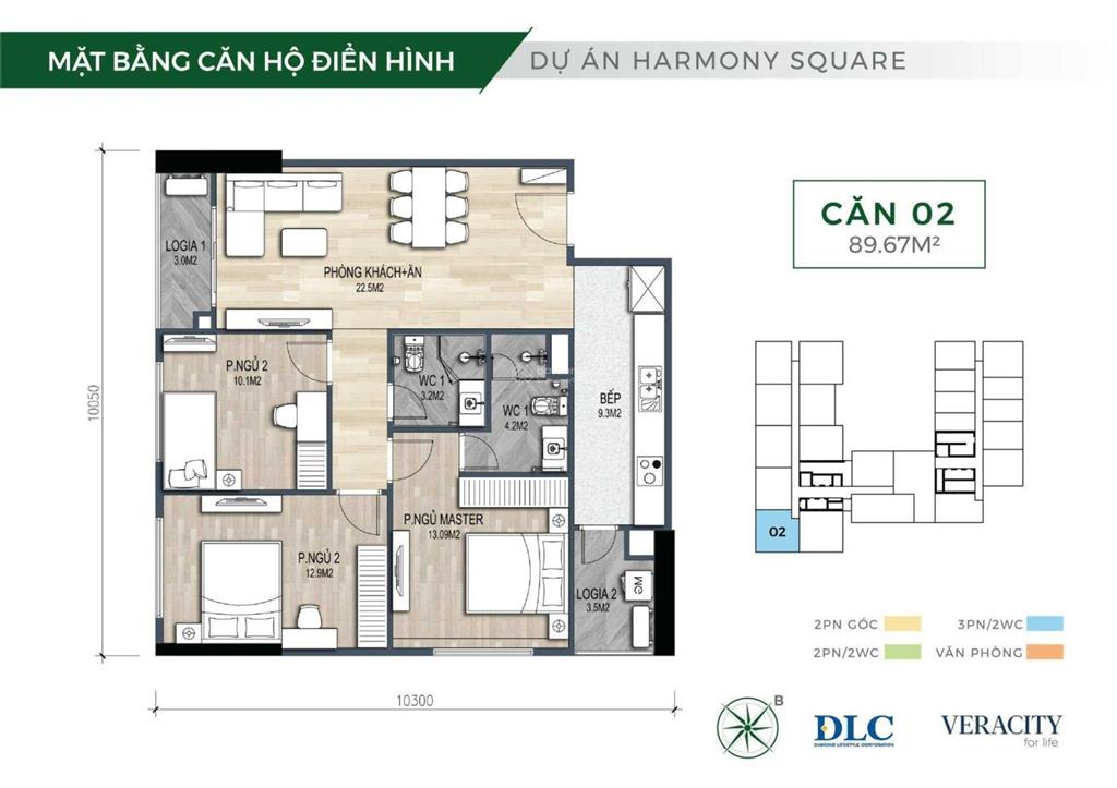 Căn chuyển nhượng dự án harmony square diện tích 75m2 giá 6.3 tỷ