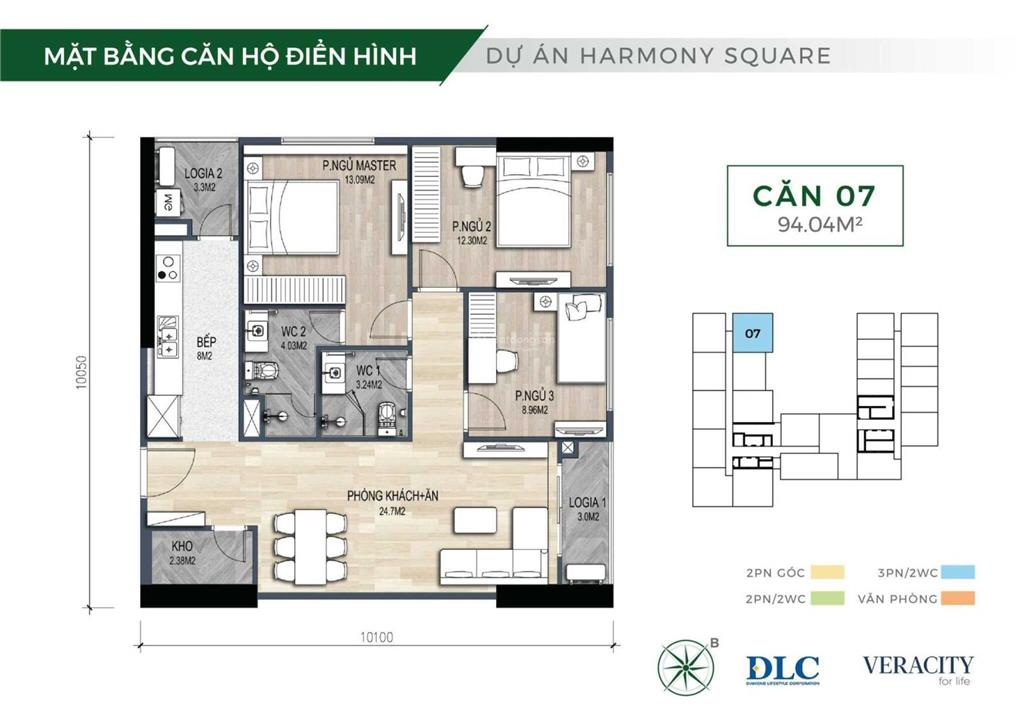 Căn chuyển nhượng dự án harmony square diện tích 75m2 giá 6.3 tỷ