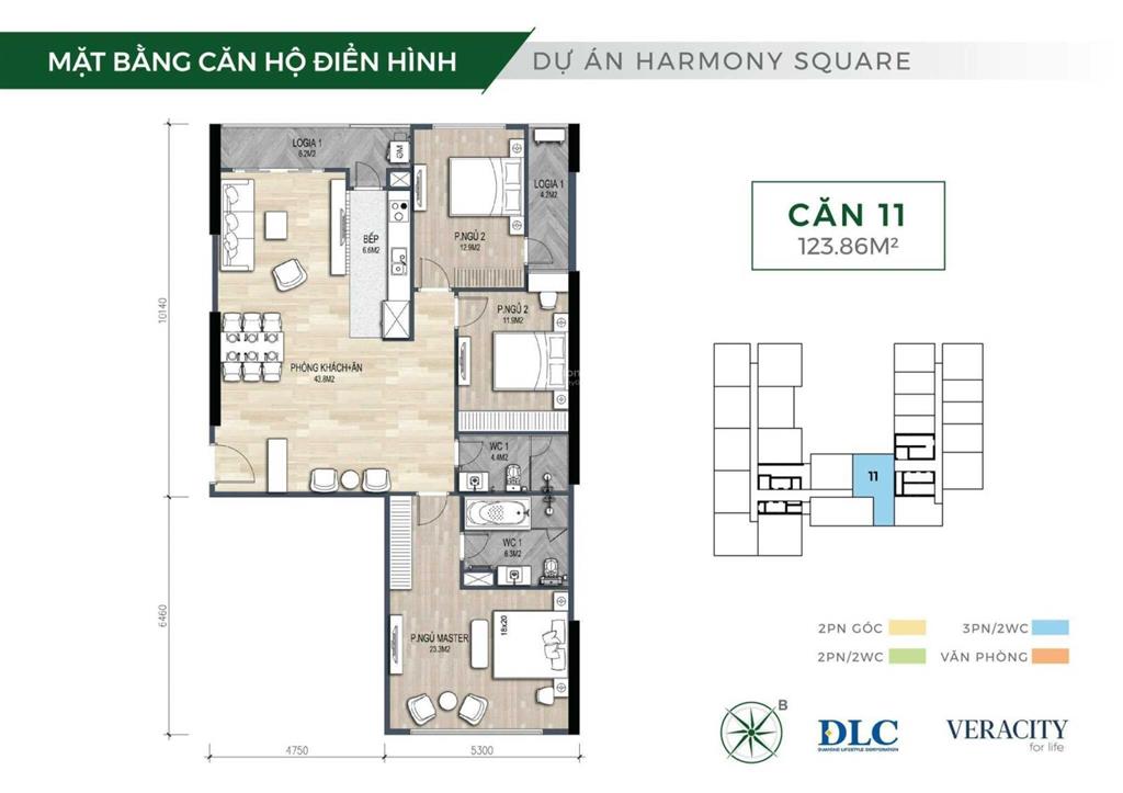 Căn chuyển nhượng dự án harmony square diện tích 75m2 giá 6.3 tỷ