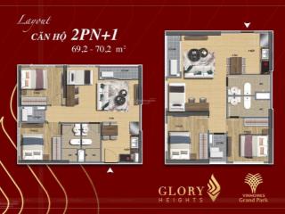 Chiết khấu 26,5% trực tiếp vào giá bán cho ch 2pn+1 gloryheights view hoa hậu quãng trường đông nam