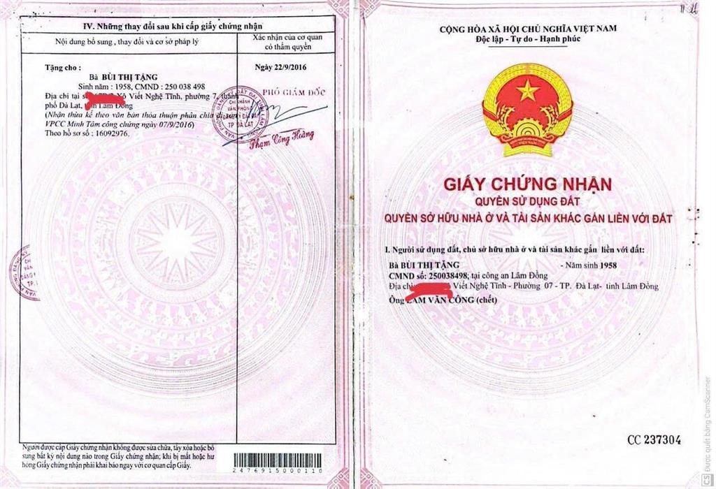 Chính chủ bán nhà kèm đất 647,11m2 đường xvnt p7(cũ), p.langbiang (mới). giá 6,5 tỷ. sổ đỏ riêng