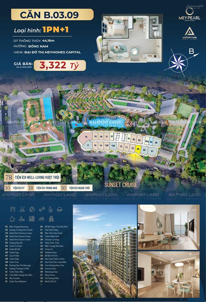 Bán căn hộ biển 1pn+phú quốc 44,16m2 sở hữu lâu dài,hướng đông nam,view đại đô thị|meyhomes harmony