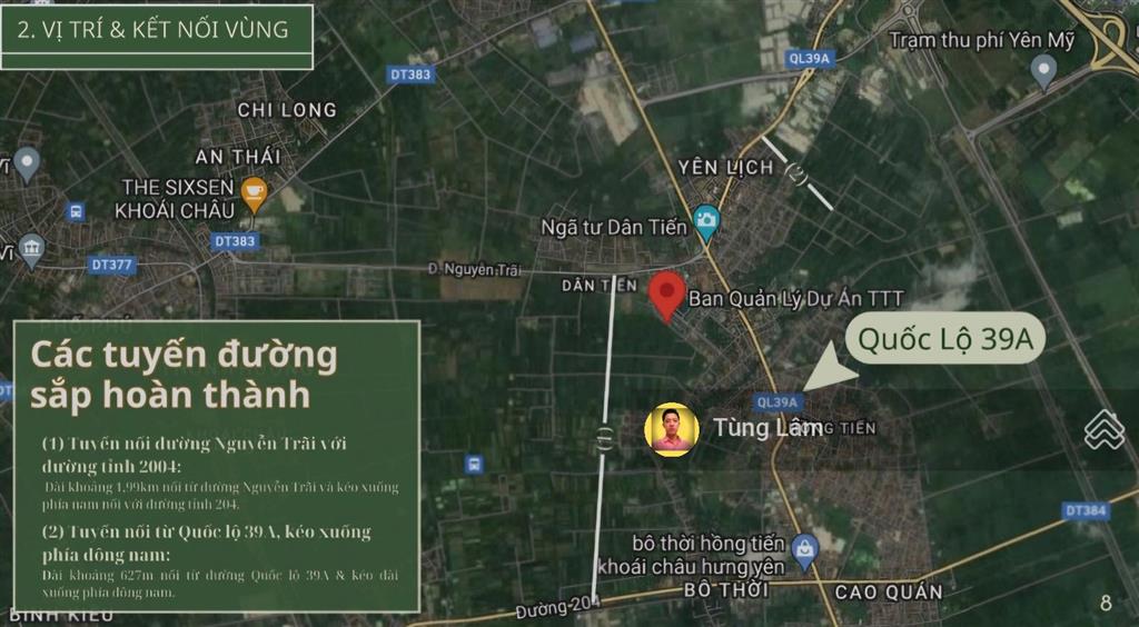 Đã chấp thuận chủ trương. dt 34ha  quy mô xây 1000 căn liền kề, 124 biệt thự. mặt đường khoái châu