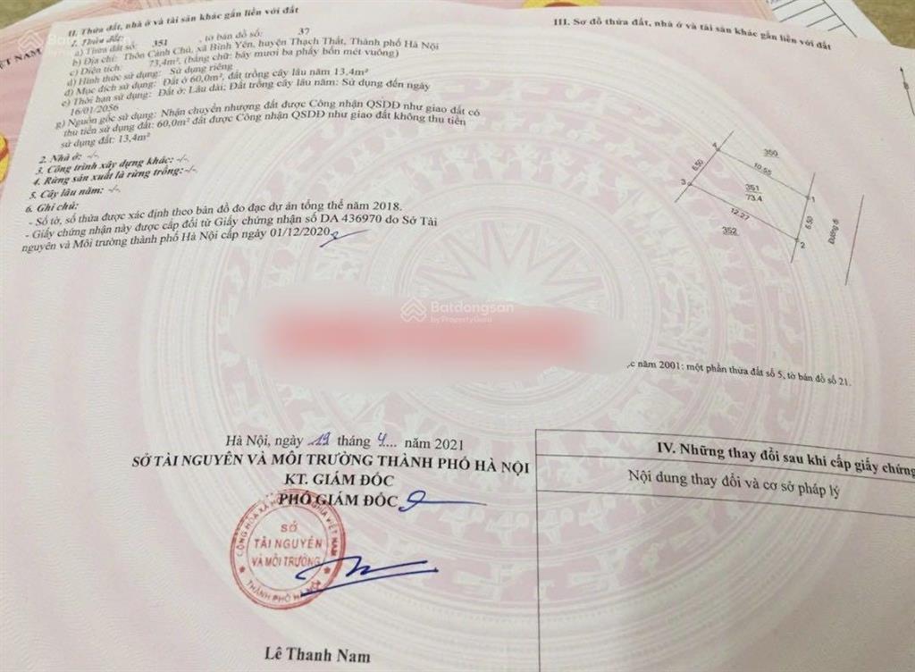 Bán đất bình yên thạch thất 70 & 80m2 giá gần 2tỷ rẻ hơn thị trường 0977 514 ***