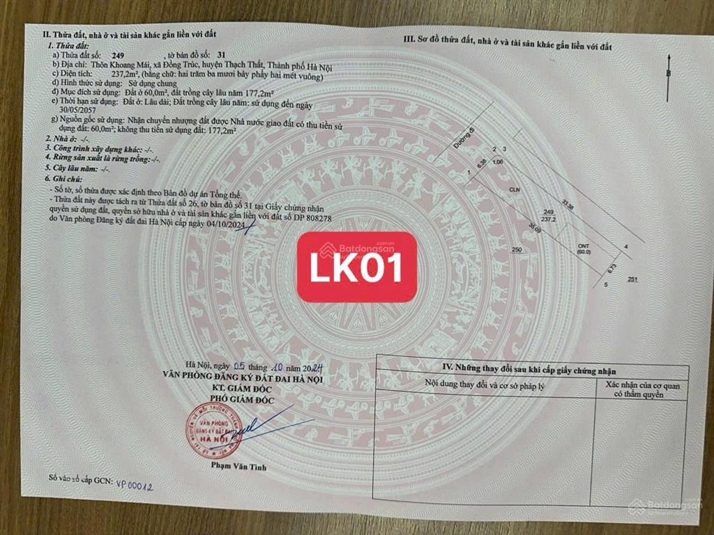 Bán đất khoang mái  đồng trúc hoà lạc cách 300m ra metro5 đại lộ thăng long giá 40tr/m2 0977 514 ***