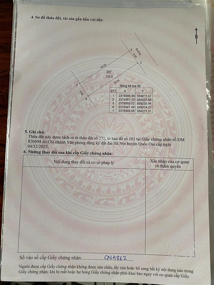 Bán đất thôn 2 phú cát, 2.8 tỷ, 100m2, mặt tiền 5m, ngõ rộng 6m, pháp lý đầy đủ hàng f0 0977 514 ***