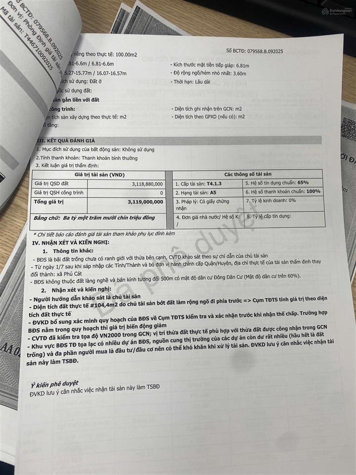 Bán đất thôn 2 phú cát, 2.8 tỷ, 100m2, mặt tiền 5m, ngõ rộng 6m, pháp lý đầy đủ hàng f0 0977 514 ***
