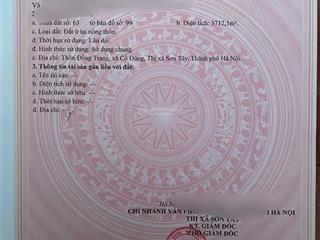 Đất view hồ to 3712m2 tại đồng trạng, sơn tây, hà nội, giá 25 triệu / m2 sổ full thổ cư 0977 514 ***