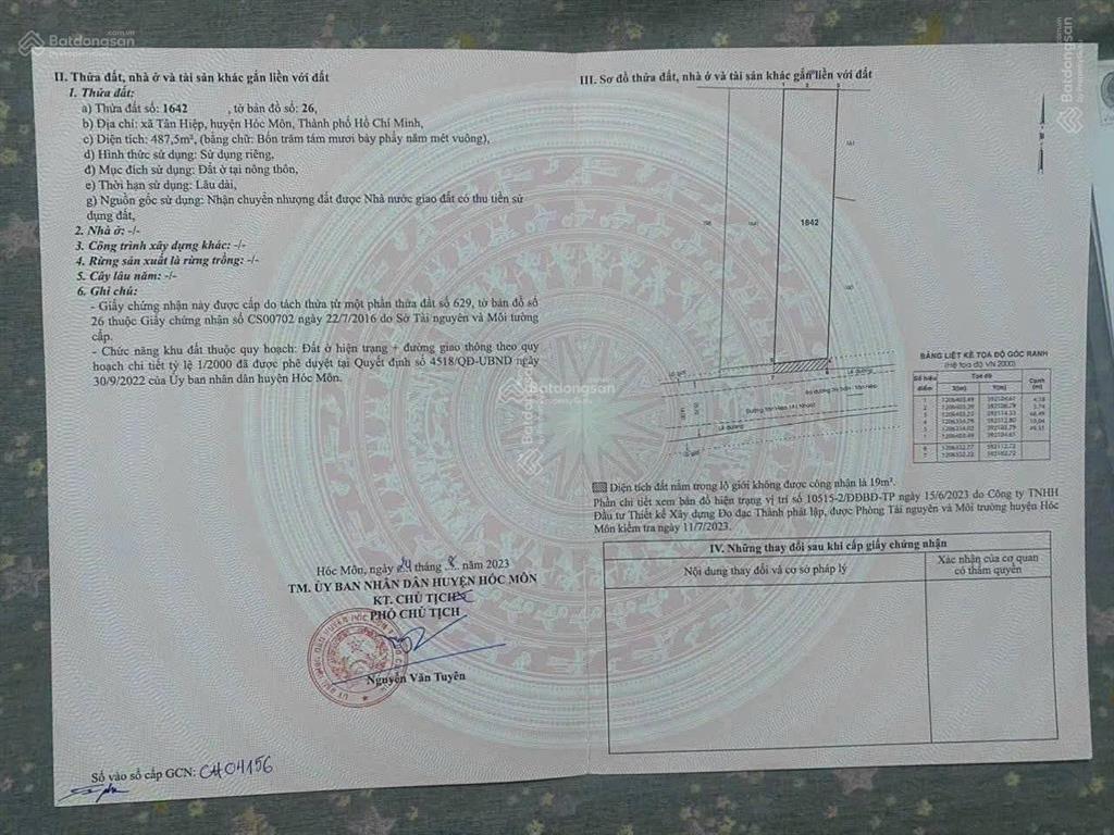 Đất thổ cư mặt tiền đường nhựa tân hiệp 14 có 2 lô nằm cạnh nhau