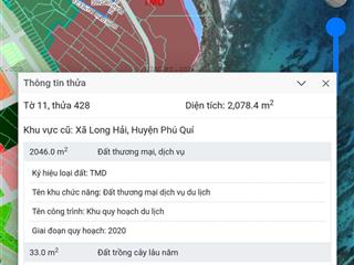 Bán đất tại đường nguyễn thông, xã long hải, đảo phú quý, bình thuận, giá cực chất 6,2 tỷ, 2078m2