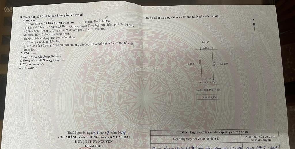 Tin hot nhất thủy nguyên bán 100,6m2 có sẵn nhà cho thuê tại tđc dương quan thuỷ nguyên, vị trí đẹp