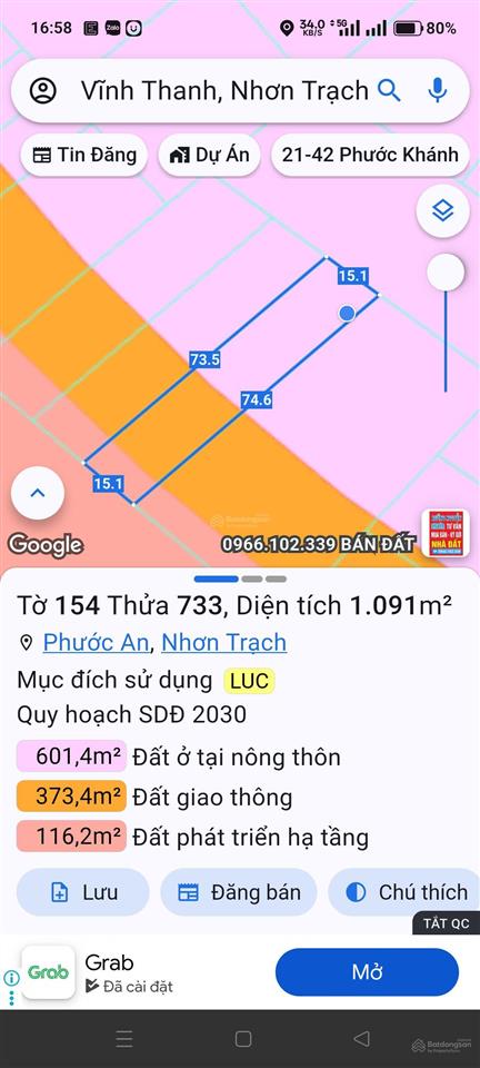 Bán đất tặng nhà vườn 1091m2 , cách đường hùng vương 300m , xã phước an, nhơn trạch đồng nai