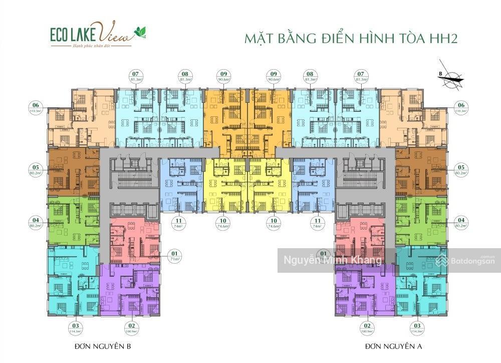 Bán căn hộ eco lake view, 8,2 tỷ, 95,5m2, 3pn, 2wc, tại đại từ, hoàng mai, hà nội