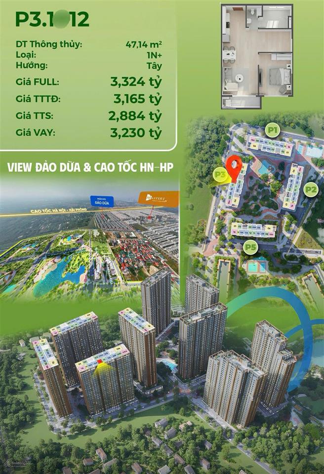 Bán cc đẹp xuất sắc tại the parkland imperia ocean city, 2,854 tỷ, 47,1 m2