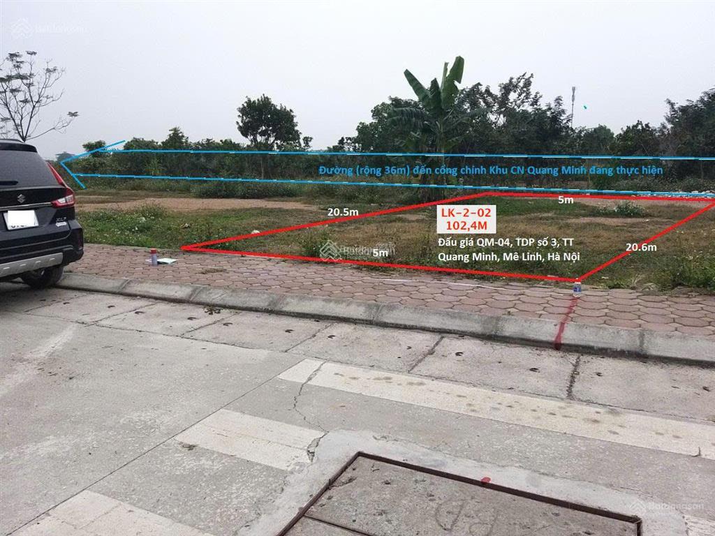 Bán đất đấu giá tổ 3, thị trấn quang minh cơ hội đầu tư sinh lời cao 102,4m2 mặt tiền 5m