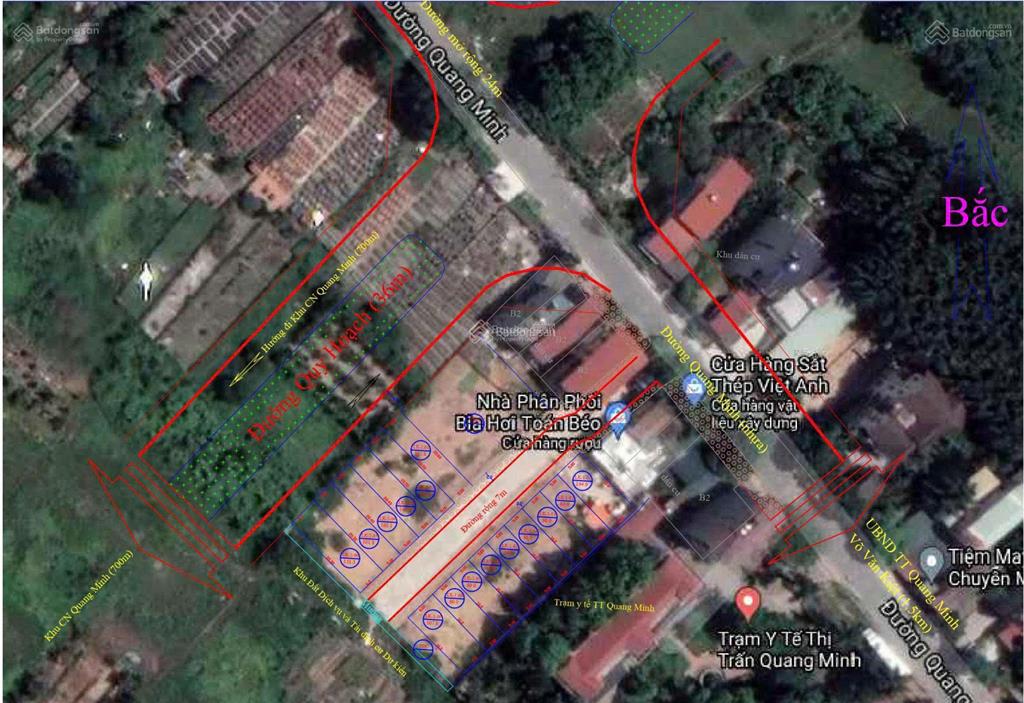 Bán đất đấu giá tổ 3, thị trấn quang minh cơ hội đầu tư sinh lời cao 102,4m2 mặt tiền 5m