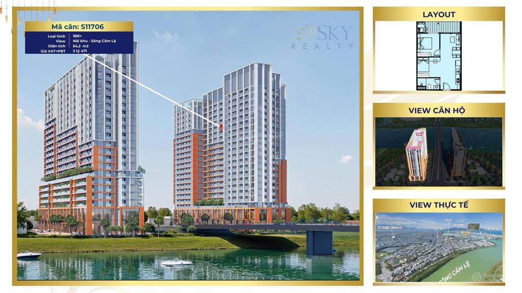 Căn hộ 2pn sổ lâu dài tầng 17 view sông, giá chỉ 3tỷ066 (full)  an cư tiện nghi & đầu tư bền vững