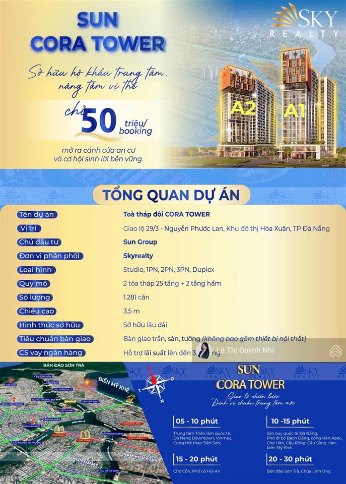 Căn hộ 1pn + sun cora tower view pháo hoa, thành phố, sở hữu lâu dài giá tốt đợt đầu