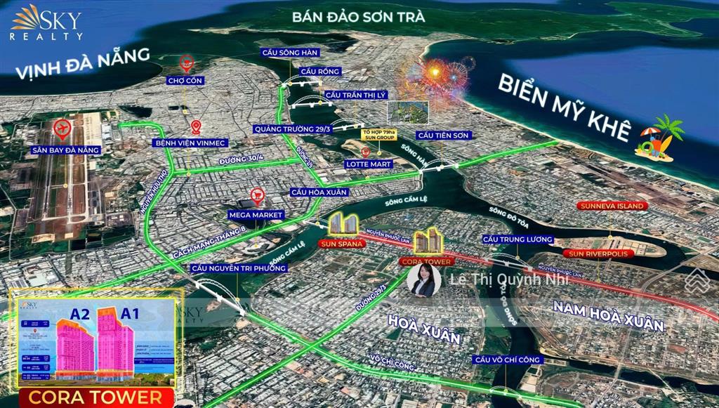 Căn hộ 1pn + sun cora tower view pháo hoa, thành phố, sở hữu lâu dài giá tốt đợt đầu