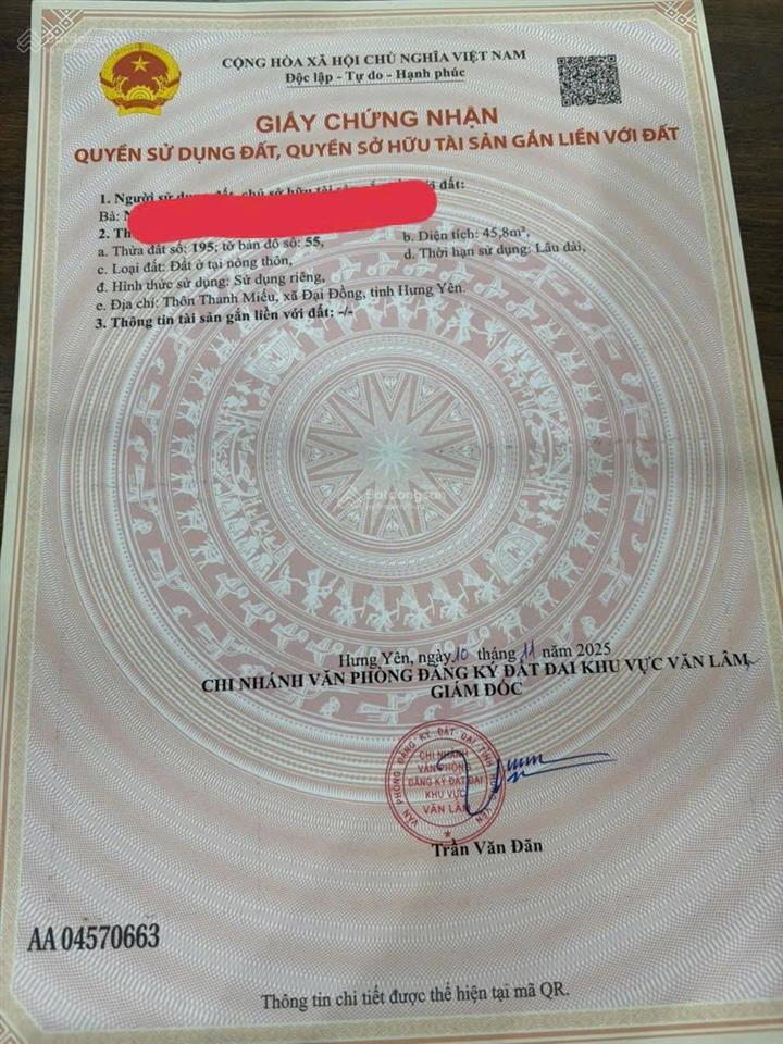 Chính chủ bán đất văn lâm  hưng yên, sẵn sổ, đất đẹp, sạch, gần kcn, trường học, 6xx triệu