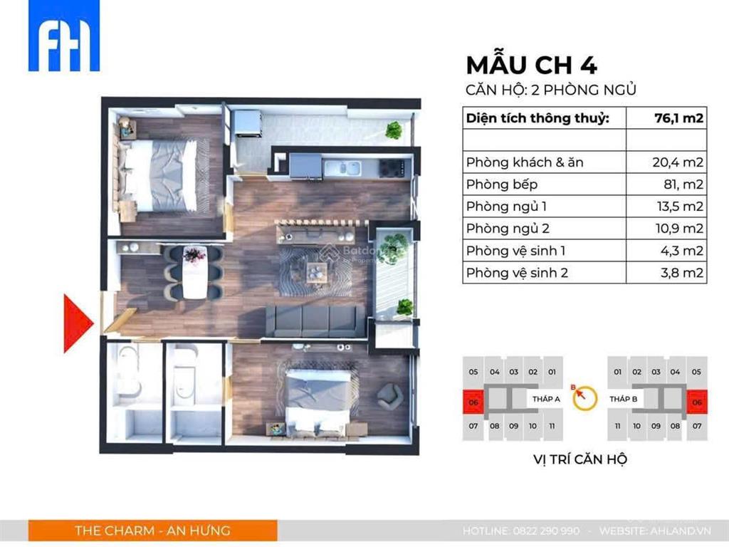 Chính chủ cần bán gấp căn 2pn diện tích 75.8m2 ban công đông nam tòa b tầng đẹp, 0983 119 ***