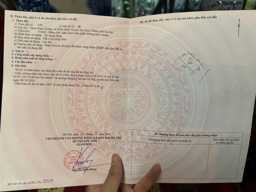 Bán đất tại hiền ninh, sóc sơn, hà nội, giá thỏa thuận, 55m2, hàng hiếm chính chủ