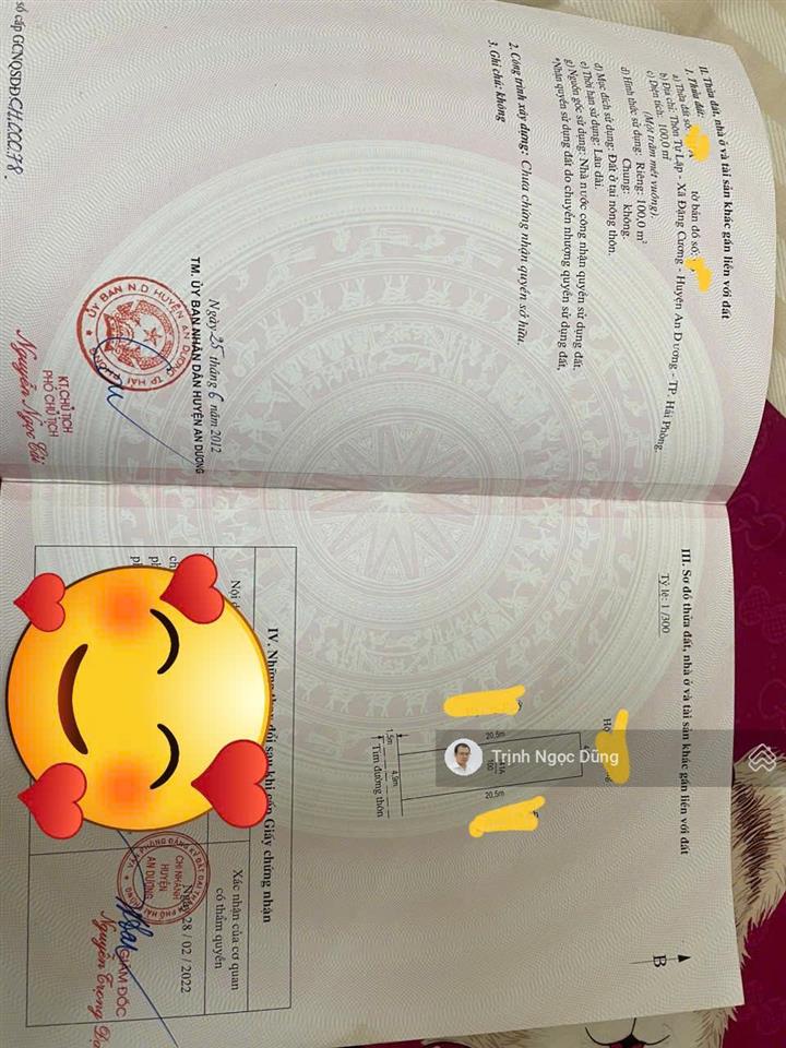 Bán đất tự lập, đặng cương, an dương, hải phòng, mặt ngõ 3m ô tô vào đất, giá 1.45 tỷ