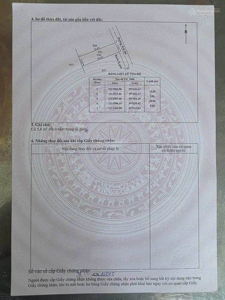 Bán đất 5x20m 100m2 thổ cư full, xây dựng hoàn công, khu vip nhất bình mỹ lúc này
