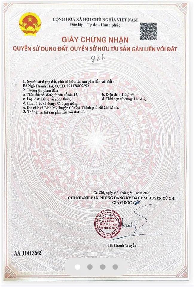 Bán nhà 1 trệt 1 lầu đã hoàn công 5x23=113m2 , 1 xẹt hà duy phiên  bình mỹ  củ chi