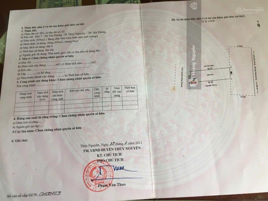 Bán lô đất mặt đường máng nước, phường dương quan, ngay tthc mới tp thủy nguyên