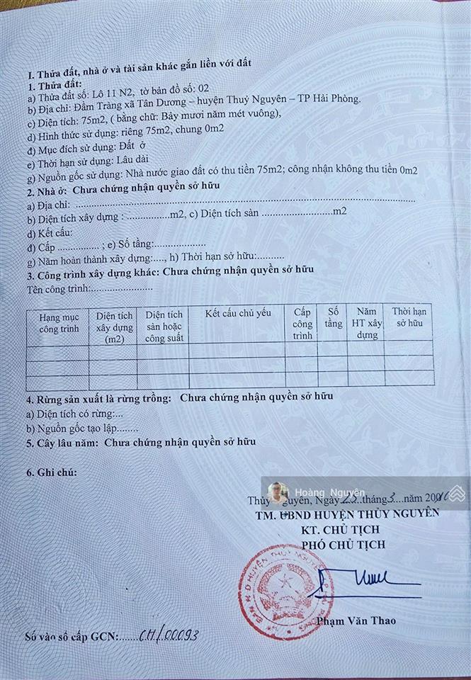 Bán đất kpl đầm tràng, thủy nguyên ngay tthc mới và trục đường 359 giá đầu tư