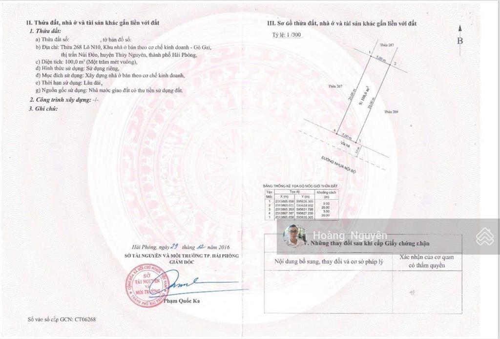 Bán lô đất kđt gò gai trung tâm thủy nguyên 100m2 giá chỉ hơn 4 tỷ chút xíu