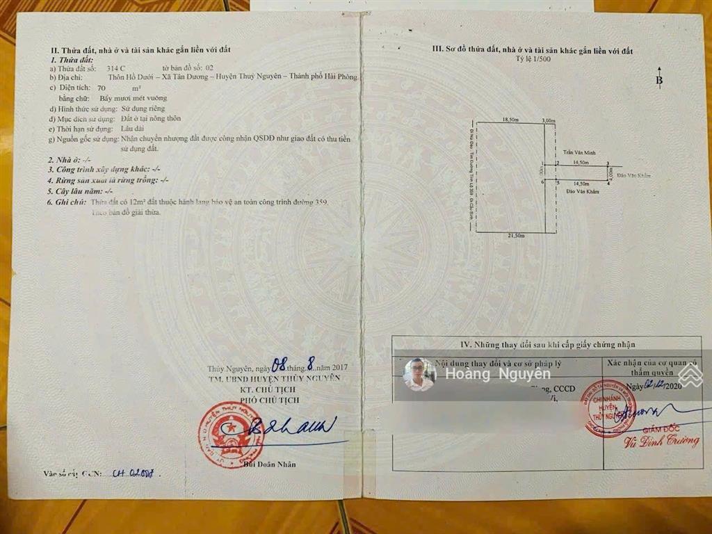 Bán lô đất 70m2 mặt đường 359, trung tâm thủy nguyên, có nhà 2 tầng kinh doanh buôn bán tốt