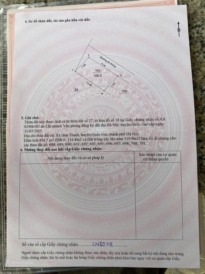 Cần chuyển nhượng 6 lô đất fo tại hoà thạch