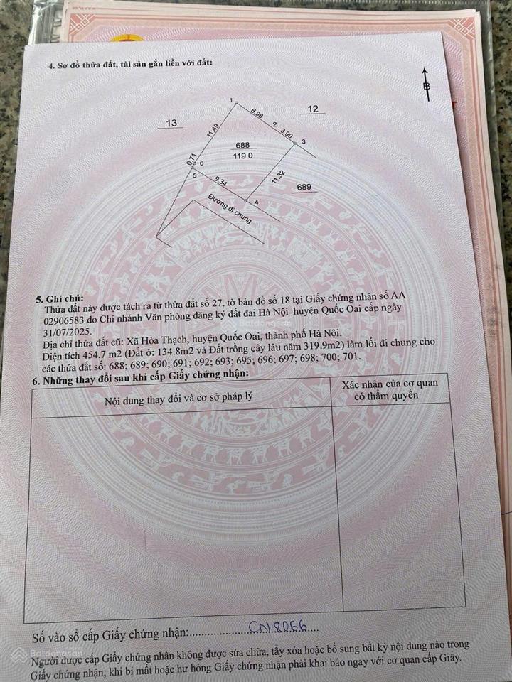 Cần chuyển nhượng 6 lô đất fo tại hoà thạch