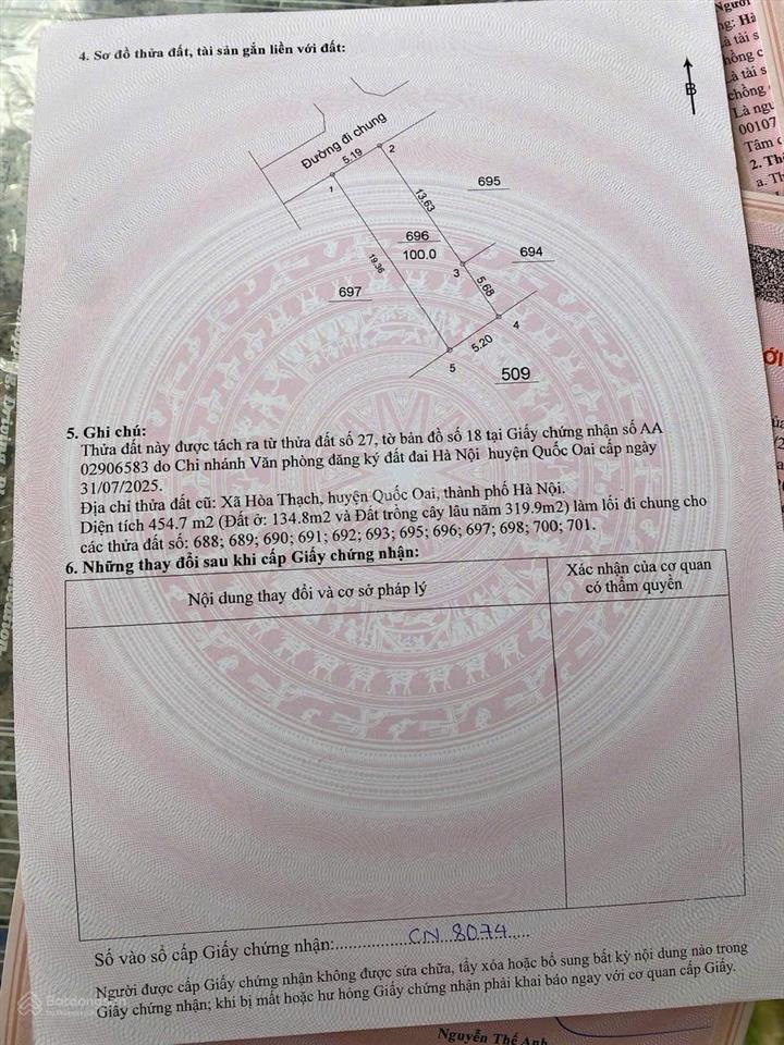 Cần chuyển nhượng 6 lô đất fo tại hoà thạch