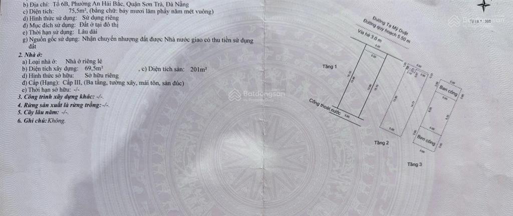 Bán nhà 3 tầng đường tạ mỹ duật, sơn trà gần nguyễn công trứ