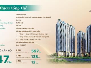 Căn hộ chung cư bán tại jade square, 100 triệu / m2, 76 m2, 2pn, 2wc
