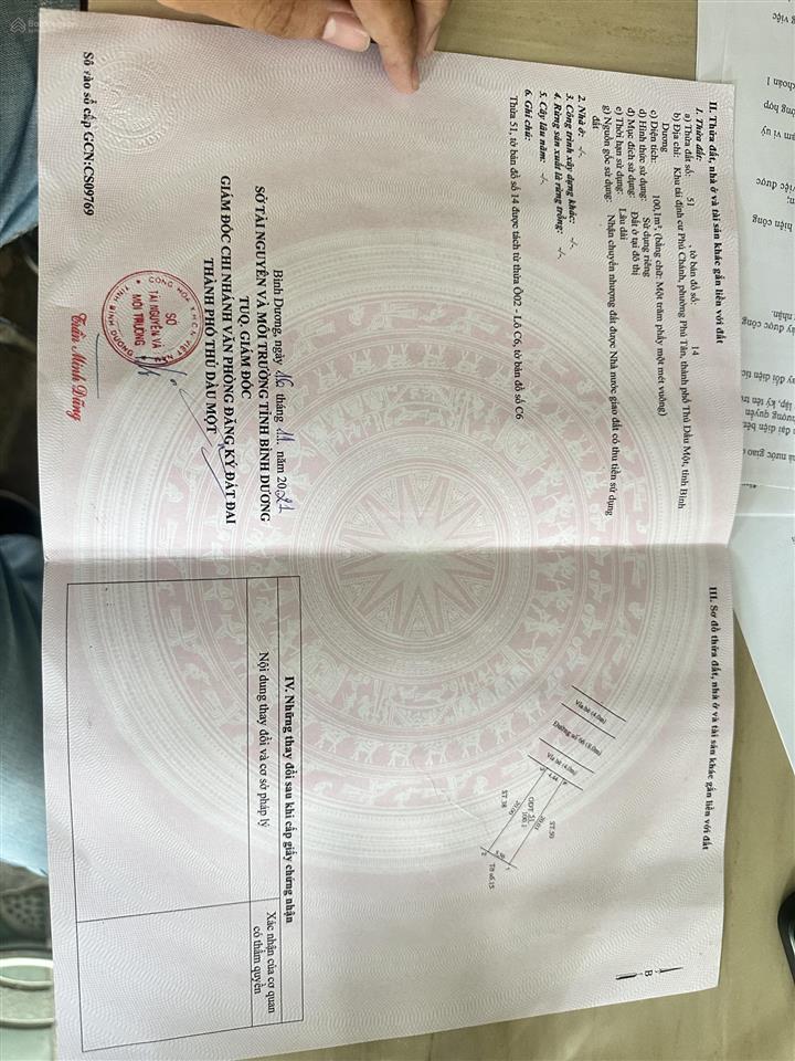 Bán đất đầu tư vị trí gần trung tâm vòng xoay metro,kcn visip2, siêu thị aeon mall, 100m2 full tc