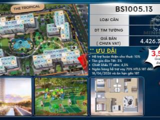 Bán căn hộ duy nhất tại the tropical  giá chỉ 3,573 tỷ, sẵn sàng vào ở ngay