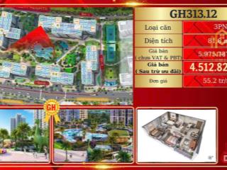 Bán căn hộ 3pn, 2wc, 82m2 tại glory heights  vinhomes grand park, 55 triệu / m2
