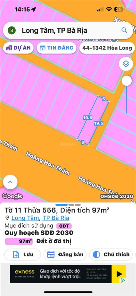 Dt 5x19,5 giá 4tỷ350tr, vị trí tiềm năng đường hoàng hoa thám, thành phố bà rịa